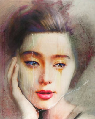Tos Kostermans, China girl, Mixed Media on canvas, 130 x 160 cm 