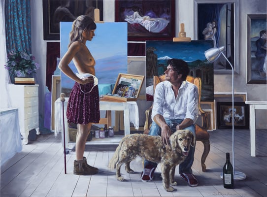 Iris Frederix | The painter, the model, oil on canvas, 170 x 130 cm