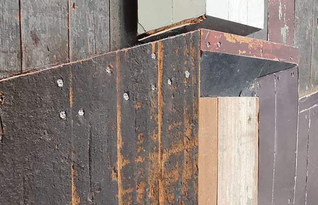 Ship section Bas-relief in salvaged wood 185 x 195 x 16 cm | Price on request