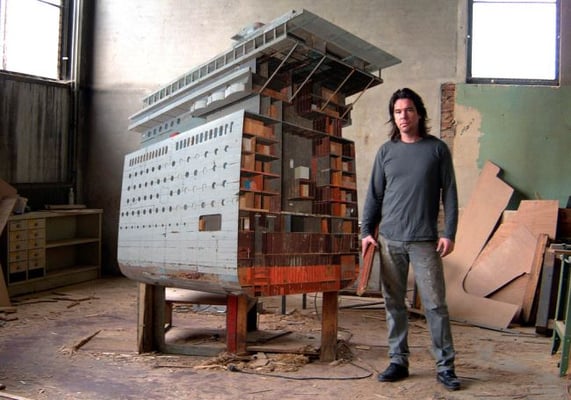 Ship section Bas-relief in salvaged wood 185 x 195 x 16 cm | Price on request