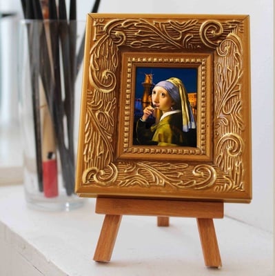 Girl with the Jenever 9x10 cm including frame. EUR 15