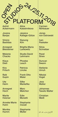 Open Studios, 24.+ 25.11.2018, PLATFORM 