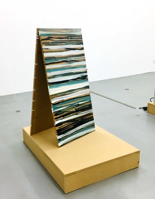 Monika Humm, Linien und Horizonte 3, 2020, Mischtechnik auf MDF, 100x50x1,5cm