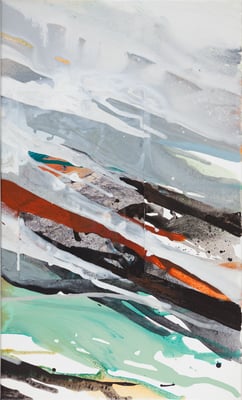 Monika Humm, Volcanism 21, Mischtechnik auf LW, 45x90x2 cm. Foto: Florian Betz