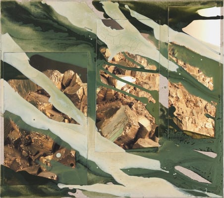 Monika Humm, Volcanism 9, Malerei in Mischtechnik auf Leinwand/Hartfaser, 47 x 53 x 2 cm