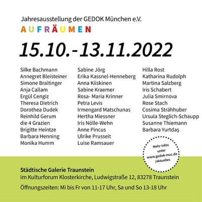 Einladungskarte AUFRÄUMEN, 15.10.-13.11.2022, Städtische Galerie Traunstein
