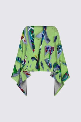 "FRAGMENTS OF ALOHA" Poncho in light sweater knit