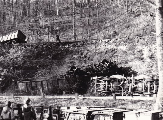 Blick auf die Unfallstelle bei Amtshainersdorf am 15.02.1988. Foto: Archiv Sven Kasperzek
