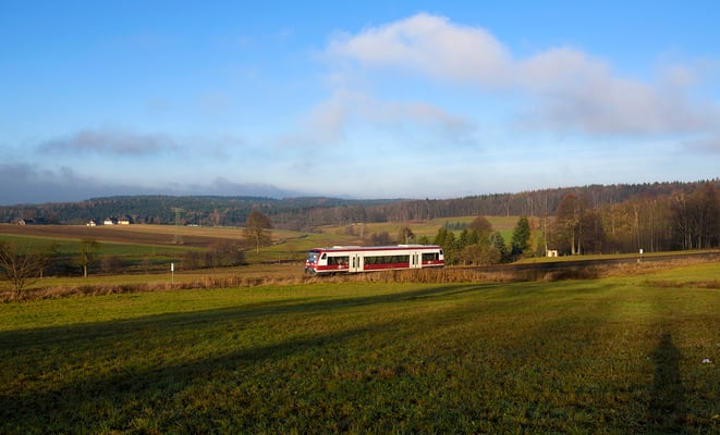 Im wunderbaren Licht der aufgehenden Wintersonne. Krumhermsdorf, Ende November.