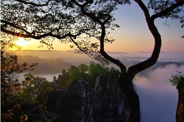 Sonnenaufgang an der Bastei. 