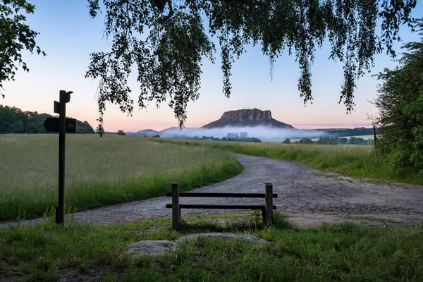 Morgenstund am Rauenstein mit Blick zum Lilienstein. 