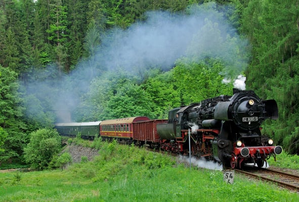 BR 52 8080-5 bei Ulbersdorf ( Sonderfahrten zum Fest 675 Jahre Neustadt in Sachsen, Mai 2008 )