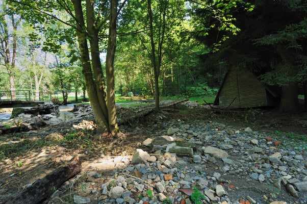 Bild der Verwüstung an der Buttermilchmühle, hier endet der Wanderweg nun zwangsläufig! 20.08.10