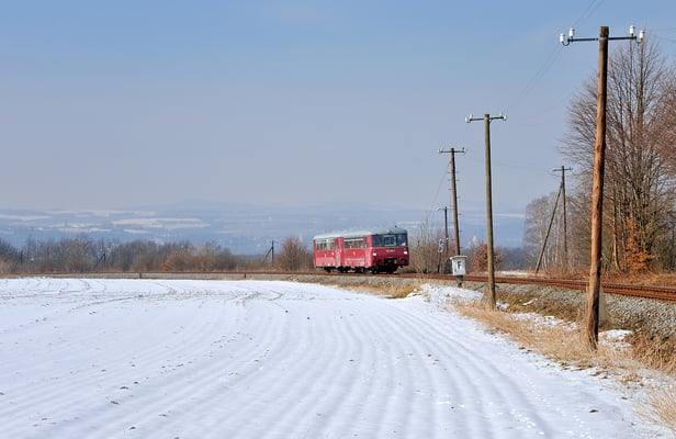 172 132-3 hat Pirna im Elbtal hinter sich gelassen und strebt hier in der Steigung bei Lohmen seinem Zwischenstopp in Neustadt/Sachsen entgegen. 23.03.2013