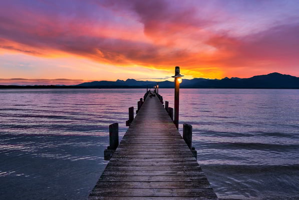 Sonnenaufgang im Malerwinkel am Chiemsee.