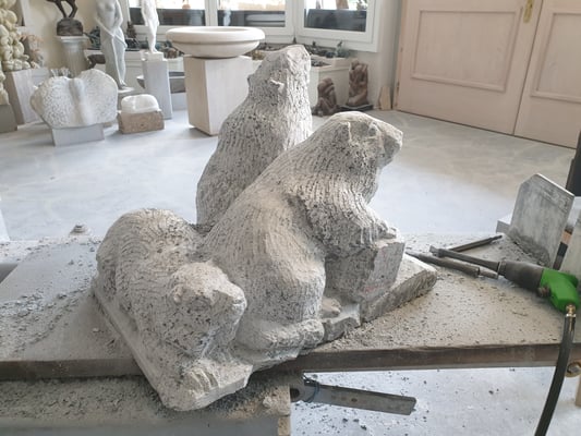 Murmeltiergruppe Bündner Steatit Naturstein