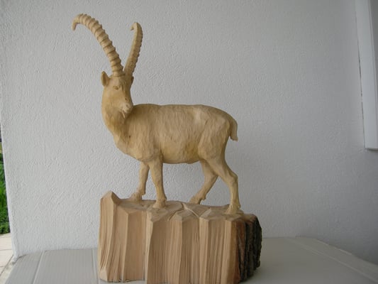 Steinbock Holzskulptur Paul Widmer