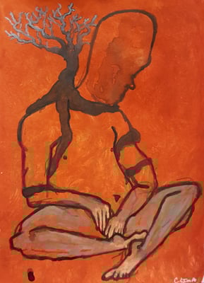 "Hypoxia 2", 10"x7", Gouache and Ink on Paper, 2020