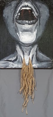 "Untitled",33"x 16", Mixed Media Painting, 2018