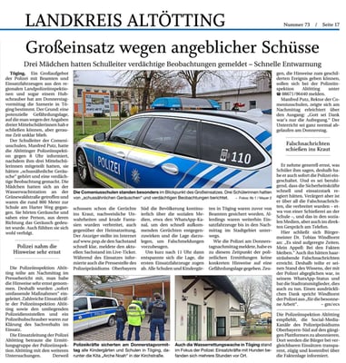 27.03.2025 - Großeinsatz wegen angeblicher Schüsse - pnp