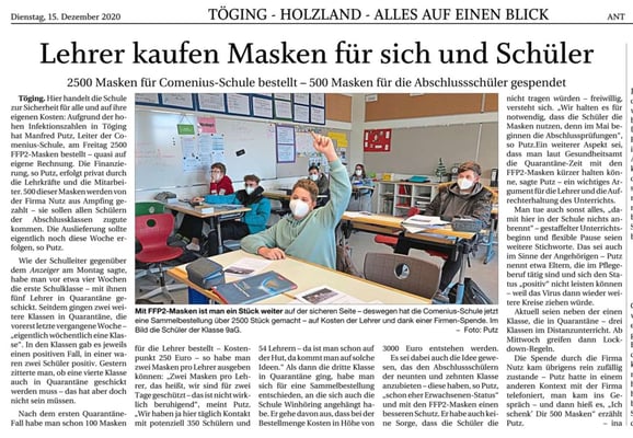 14.12.2020 - Lehrer kaufen Masken für sich und Schüler - pnp