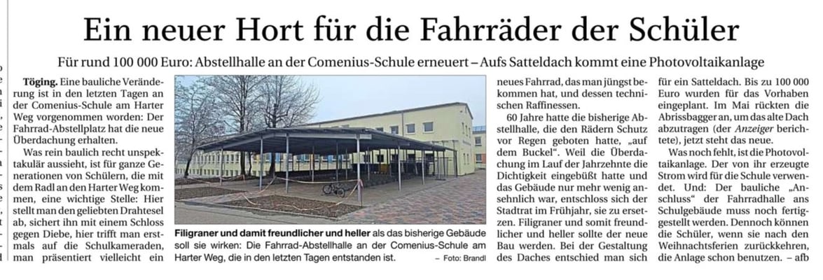 31.12.2024 - Neuer Hort für die Fahrräder der Schüler - pnp