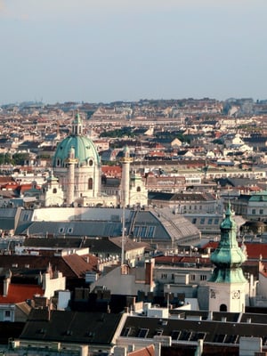 Blick von der Türmerstube zur Karlskirche