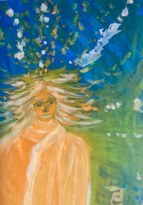 Bild 128: Hüterinnen-Archetypen_24_Tagträumerin und Visionärin, Tempera, 35x70