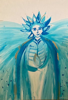 Bild 125: Hüterinnen-Archetypen_27_Conciousness-Giver,Tempera, 35x70, Privatbesitz