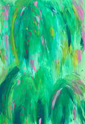 Bild 174: Flowing05_frischgrün-rosa, Tempera, 70x100