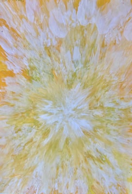 Bild 117: Universum10_Stern-gelb-kristall-weiss, Mischtechnik, 70x100