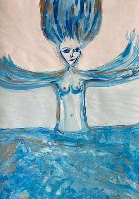 Bild 136: Hüterinnen-Archetypen_16_Fliessende_Flow, Tempera, 35x70