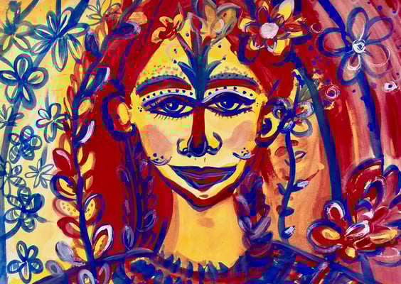 Bild 130: Hüterinnen-Archetypen_22_Erblühende, Tempera, 35x70