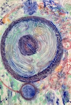 Bild 114: Universum23_Marmorfarbig, Mischtechnik, 70x100