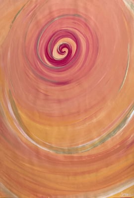 Bild 189: Spiralen03_gold-orange-rot, Tempera, 70x100