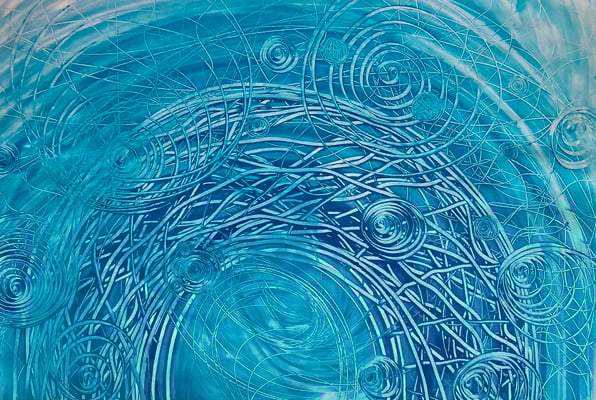 Bild 104: Universum21_Sternentor-kristall-hellblau, Mischtechnik, 70x100