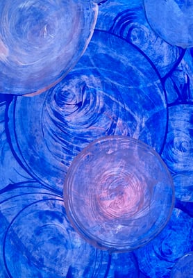 Bild 102: Universum06_Klangraum-hellrosa-wasserblau, Mischtechnik, 70x100