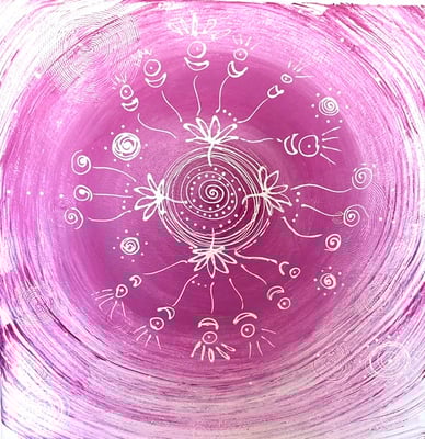Bild 11: Stern der Fülle, pink-weiss, Mischtechnik, 80x80, CHF 1260.00