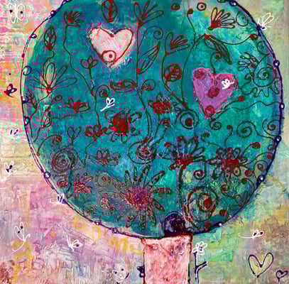 Bild 14: Der Baum der Fülle, Mischtechnik, 80x80, 1260.00