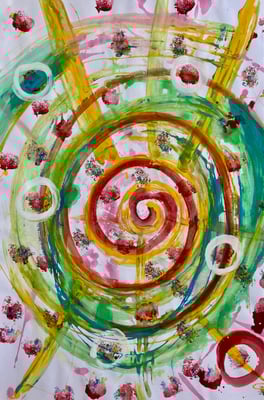 Bild 190: Spiralen05_Regenbogen, Tempera, 70x100