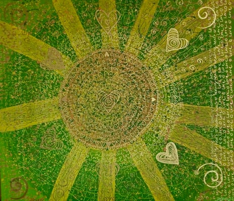 Bild 12: Stern der Heilung, goldig-grün, Mischtechnik, 50x100, CHF 2800.00