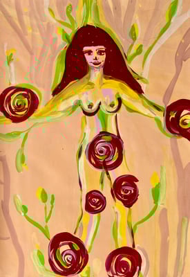 Bild 131: Hüterinnen-Archetypen_21_Erblühende, Tempera, 35x70