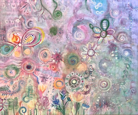 Bild 91: Die Erde, die Bunte, Mischtechnik, 100x120, CHF 1400.00