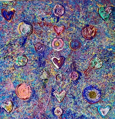 Bild 38: Universum 2 - der Sternenregen, Mischtechnik, 80x80, CHF 1260.00