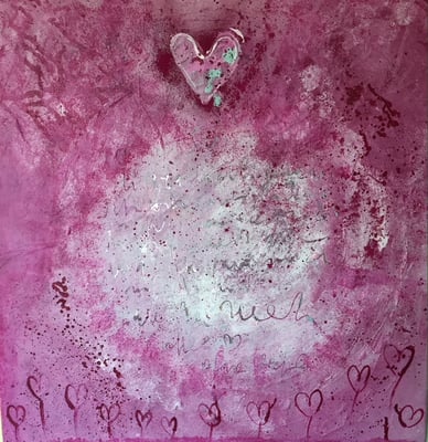 Bild 1: Pink auf Silber, Mischtechnik, 50x50, CHF 450.00