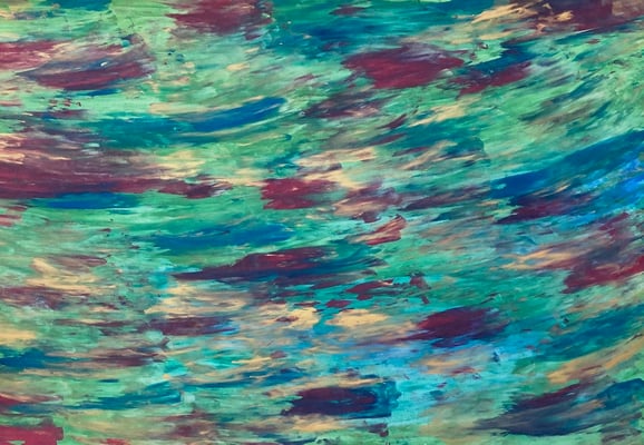 Bild 171: Flowing03_golden-grün-rot, Tempera, 70x100