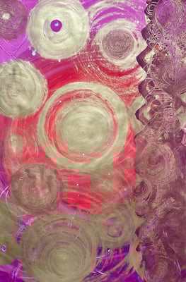 Bild 96: Universum12_Sonnen-golden-violett-magenta, Mischtechnik, 70x100