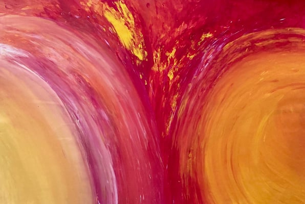 Bild 173: Flowing04_gelb-rot-feuer, Tempera, 70x100