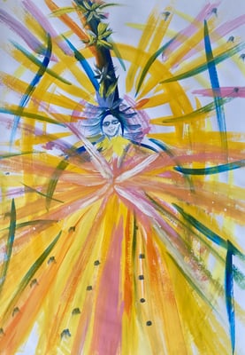 Bild 139: Hüterinnen-Archetypen_13_Botschaftssprecherin, Tempera, 35x70