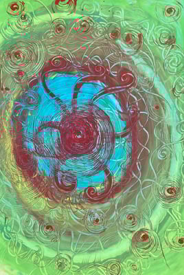 Bild 112: Universum24_rot-grün, Mischtechnik, 70x100